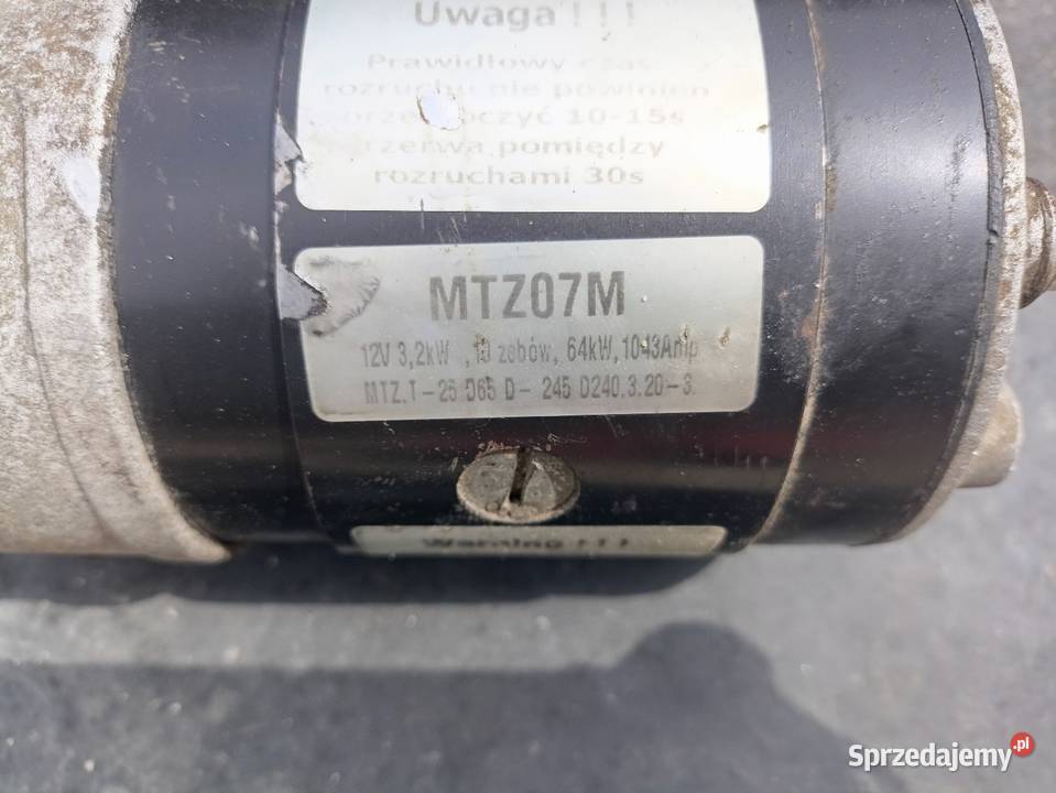 Rozrusznik z reduktorem 12v 32kw mtz 820 Belarus mazowieckie Ciechanów