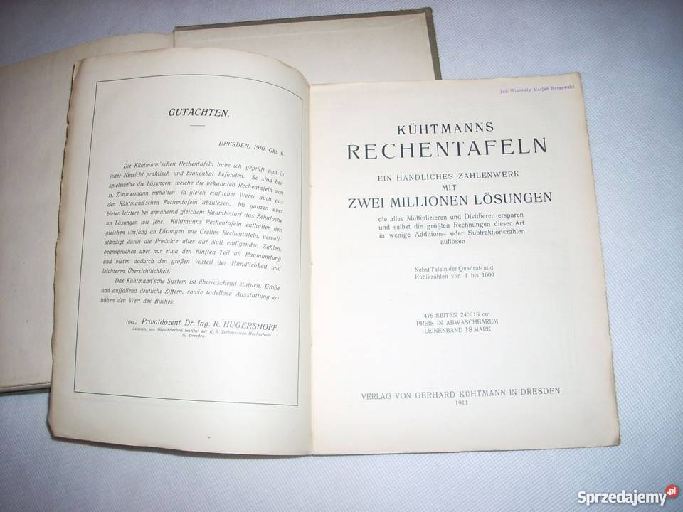Kuhtmanns RECHENTAFELN tablice rachunkowe 1911 r Lesko