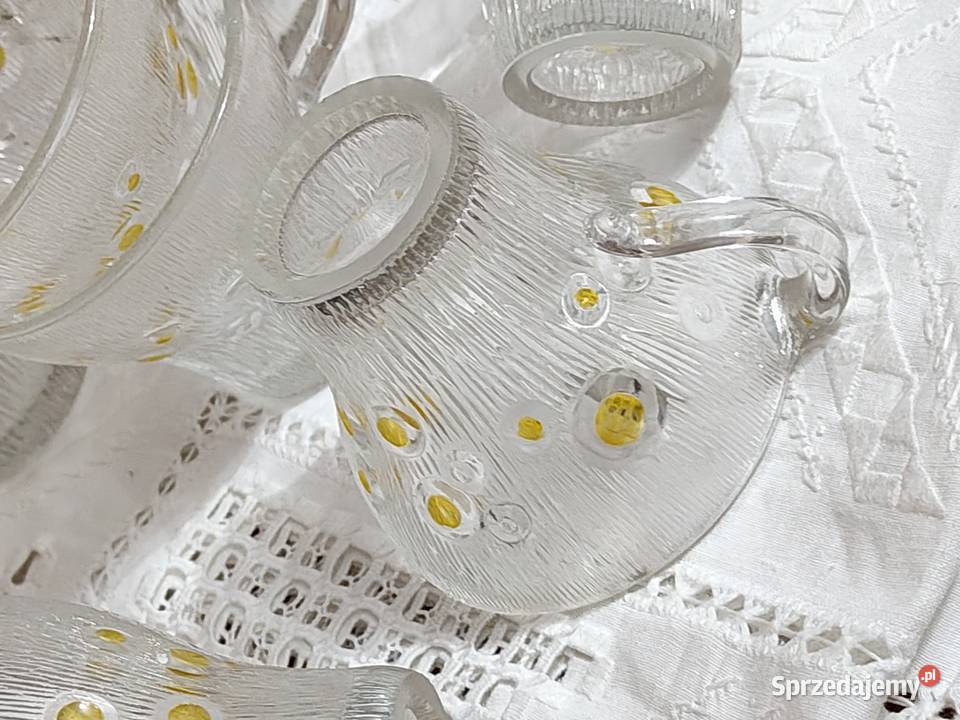 Filiżanki szklaneczki szkło PRL Legnica