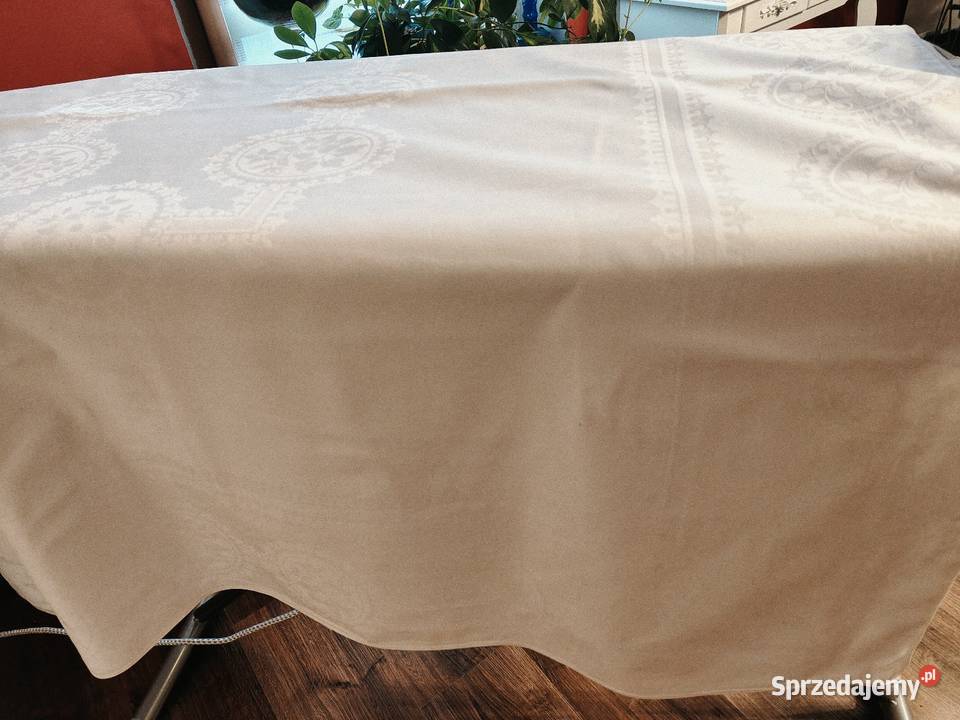 Obrus biały bawełna PRL Legnica
