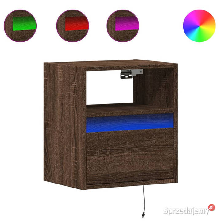 Ścienne szafki TV z LED 2 brązowy dąb 41x31x45 sprzedam