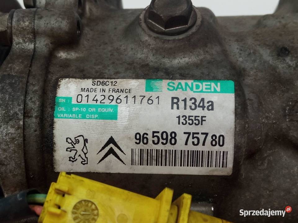 SPRĘŻARKA KLIMATYZACJI 9659875780 16 VTI Peugeot Rok produkcji 2007