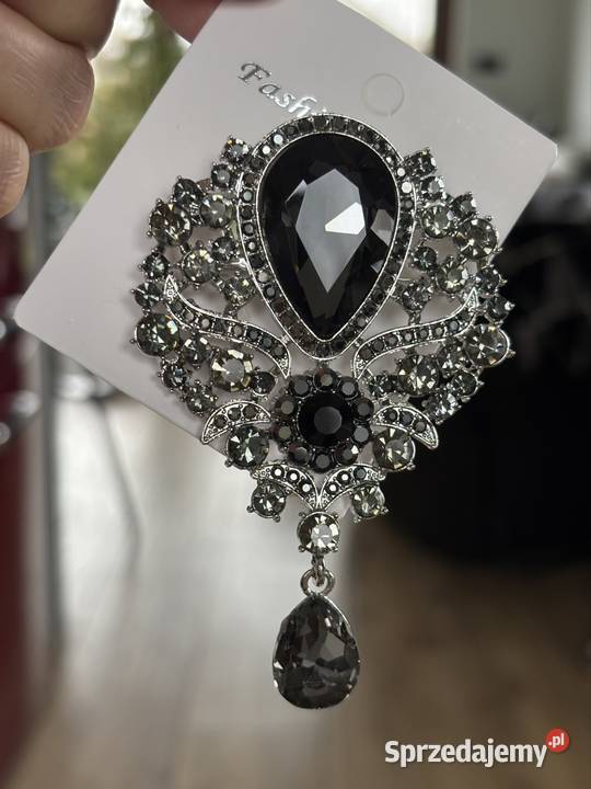 Efektowna biżuteryjna broszka z ruchomą łezką małopolskie Kraków