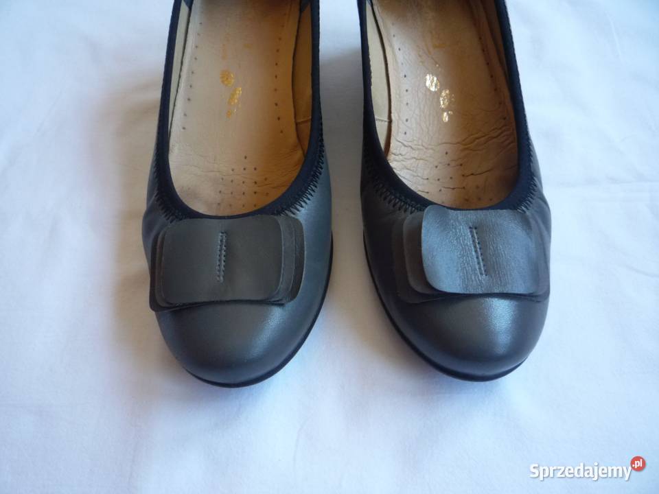 Góral 38 dł 25 Szare czółenka koturn Skóra inna Czółenka Szczecin