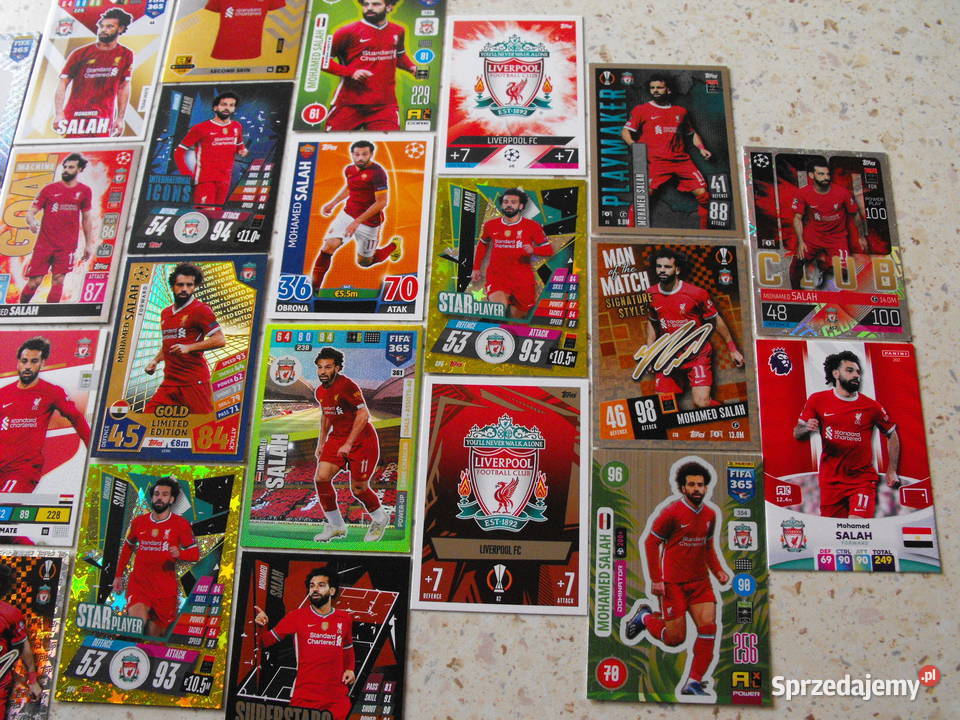 Karty piłkarskie MOHAMED SALAH LIVERPOOL zestaw Mykanów sprzedam