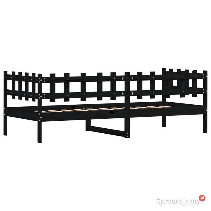 Łóżko dzienne czarne lite drewno sosnowe 80x200