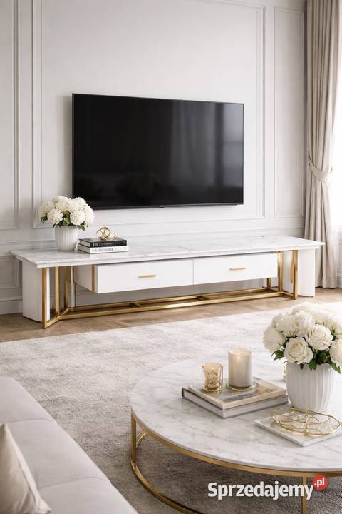 Szafka RTV złota Italiano Glamour Premium z