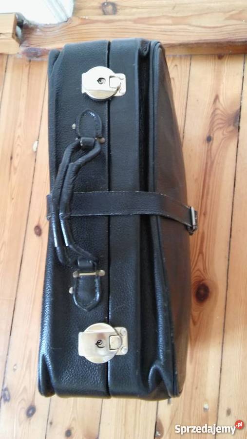 WALIZKA czarna skórzana antyk unikat pomorskie Gdańsk sprzedam