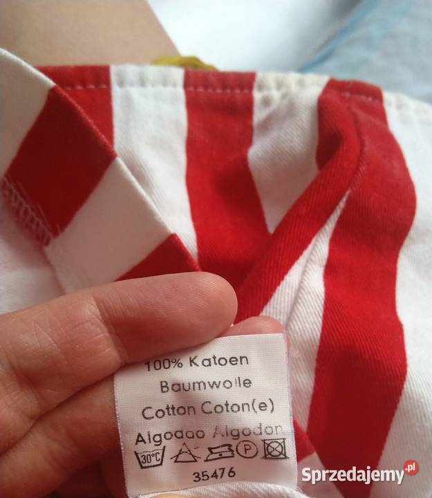 Biało czerwona spódnica mini w paski 100 bawełna podkarpackie