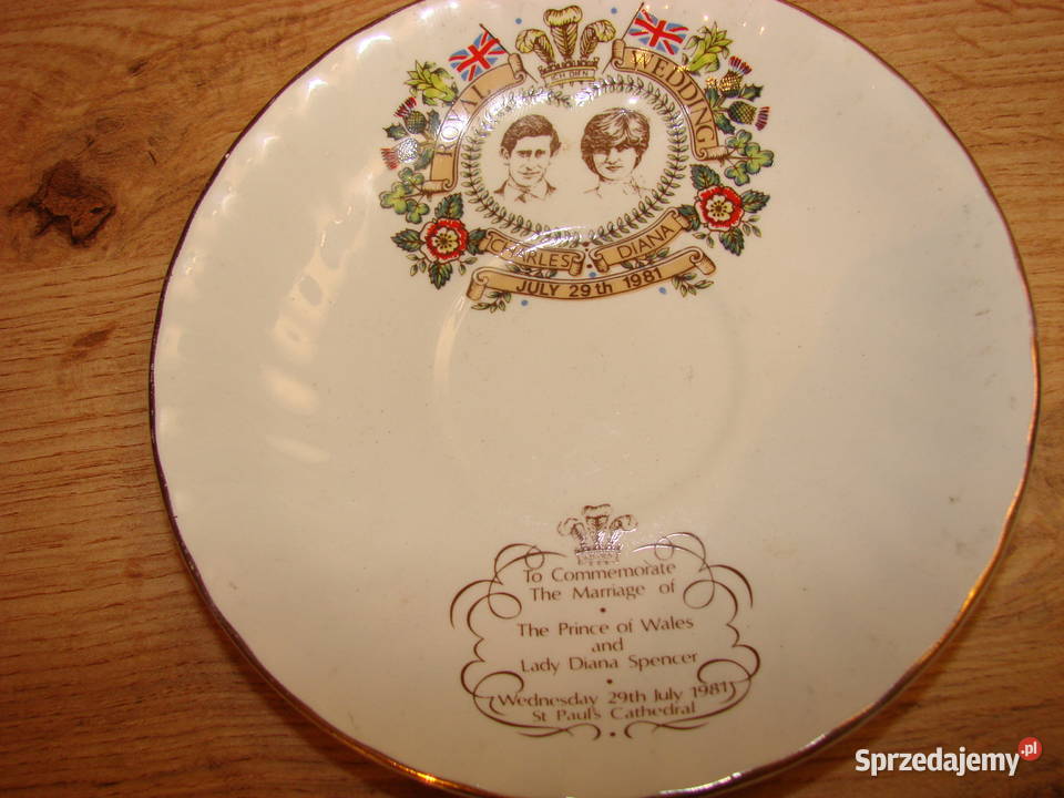 Karol i Diana 1981r porcelanowy talerzyk Aynsley Pruszcz Gdański