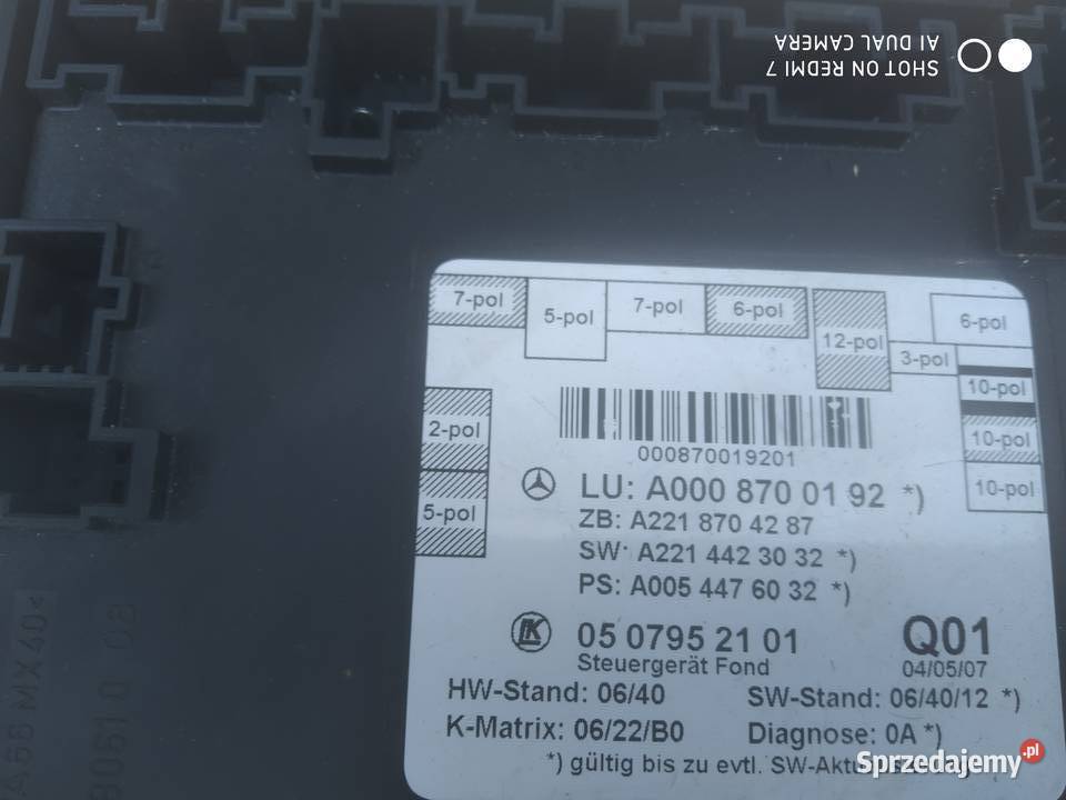 Moduł drzwi Mercedes w 221 A0008700192
