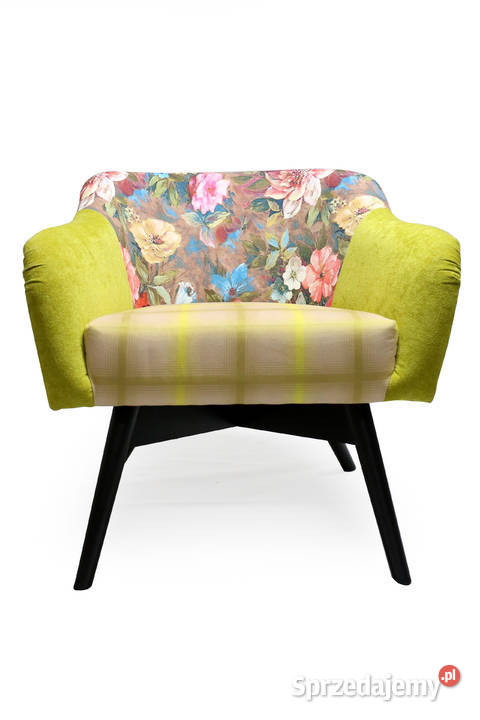 Fotel Patchwork Kolorowy w Kwiaty Dekoracyjny wielkopolskie Kazimierz Biskupi