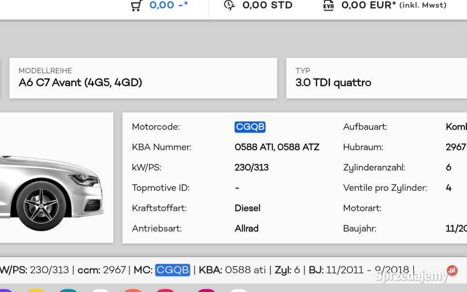 Dokumenty Audi A6 c7 4g tytuł z numerem podwozia Samochody na części Bełcz Górny sprzedam