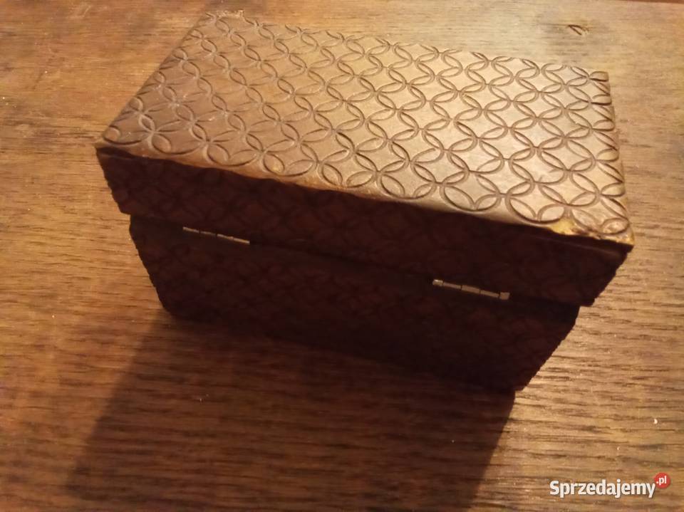 Stare drewniane pudełko z dwoma przegródkami PRL