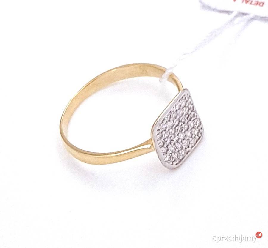 Pierścionek r14 Złoty pr585 Glamour kwadrat Z858 Poznań