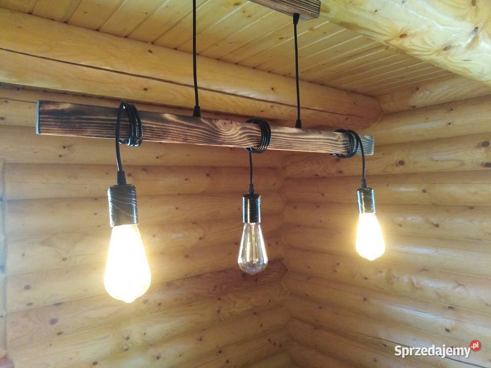 Lampa wisząca drewniana industrial retro Lampy wiszące Żołynia sprzedam