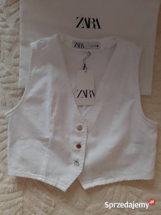 40L ZARA Biała dżinsowa kamizelka z Madrytu małopolskie Kraków sprzedam
