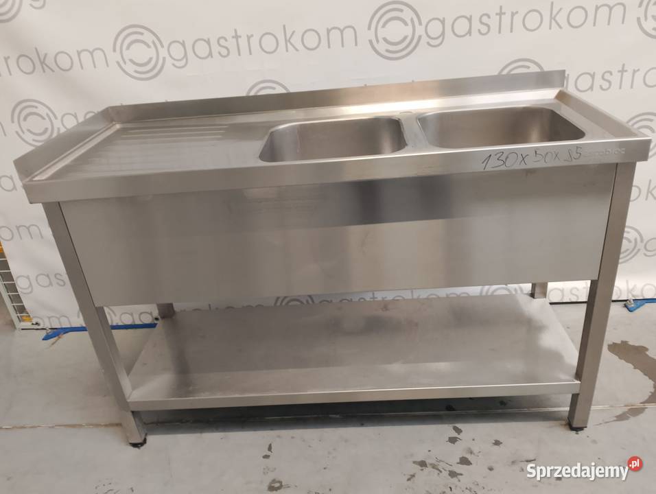 Stół z 2 zlewami z półką 130x50x85 Wrocław
