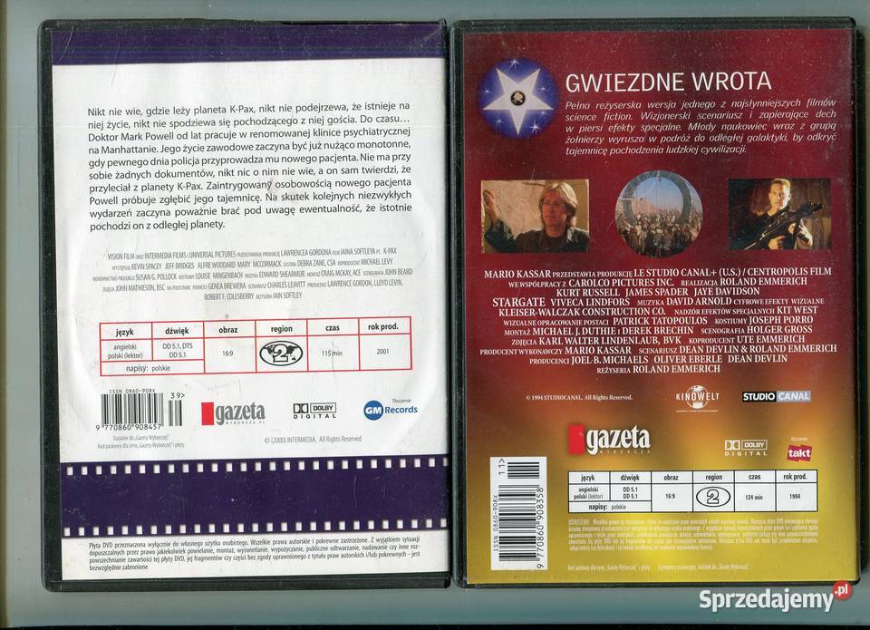 KPax Gwiezdne Wrota 2 Filmy DVD Szczecin sprzedam