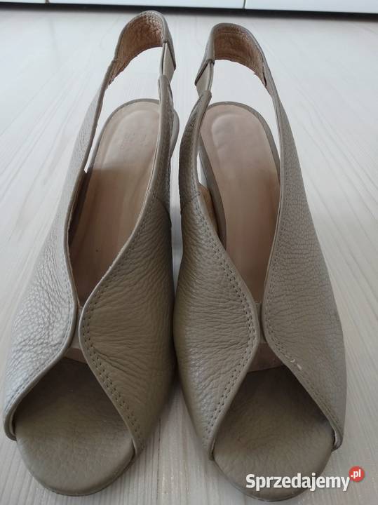 Buty Sandały Skórzane Skóra Naturalna Kolor brązowy/beżowy Łomża sprzedam