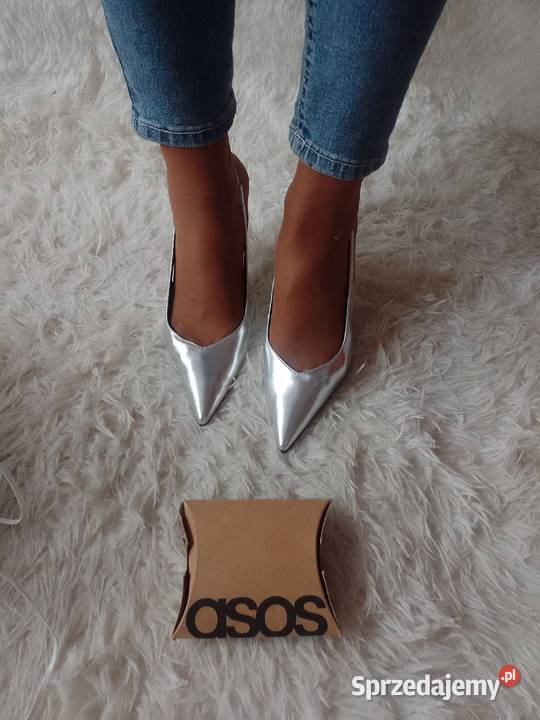 49 ASOS Design Srebrne czółenka szpilki z Czółenka Kraków