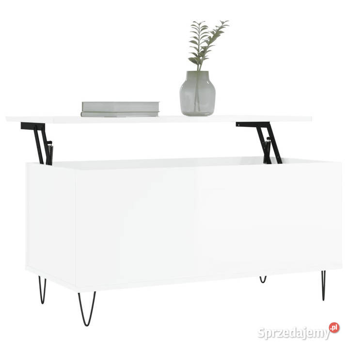 Stolik kawowy biały z połyskiem 90x445x45 mazowieckie