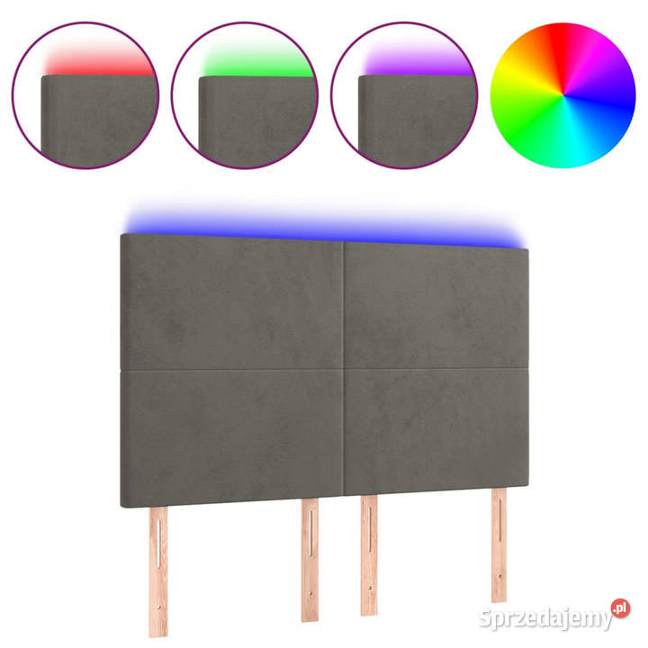 Zagłówek do łóżka z LED ciemnoszary 144x5x118128