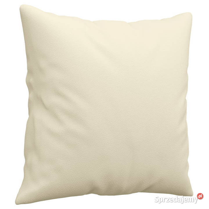 2osobowa sofa z poduszkami kremowa 120 sztuczna