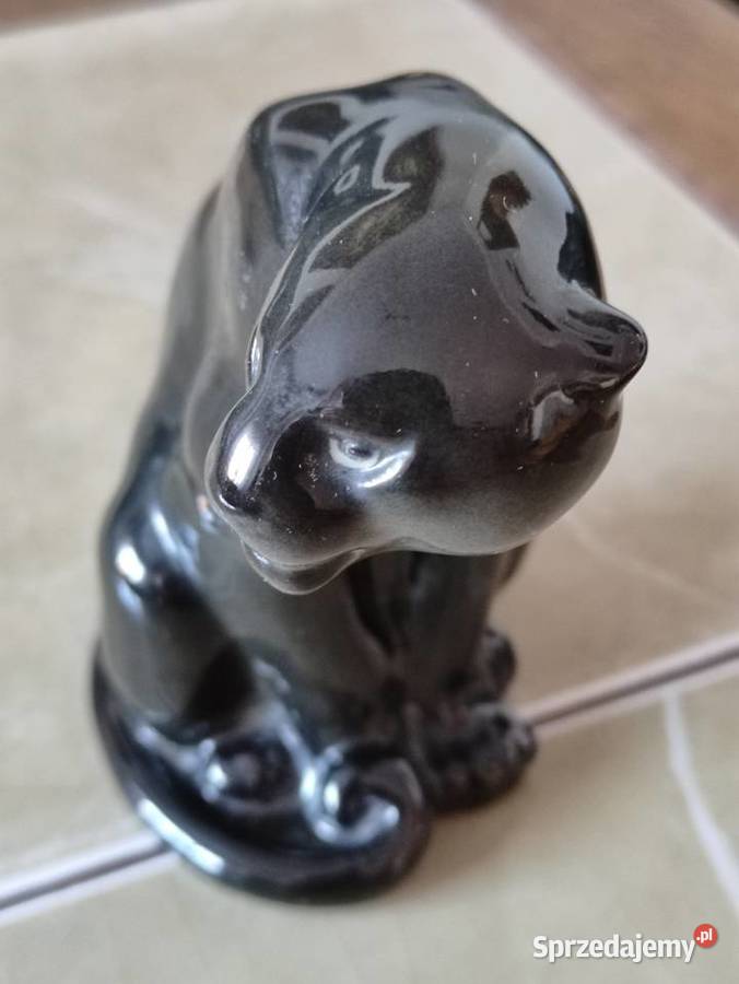 Figurka porcelanowa Czarną pantera LFZ Łomonosow Janów Lubelski