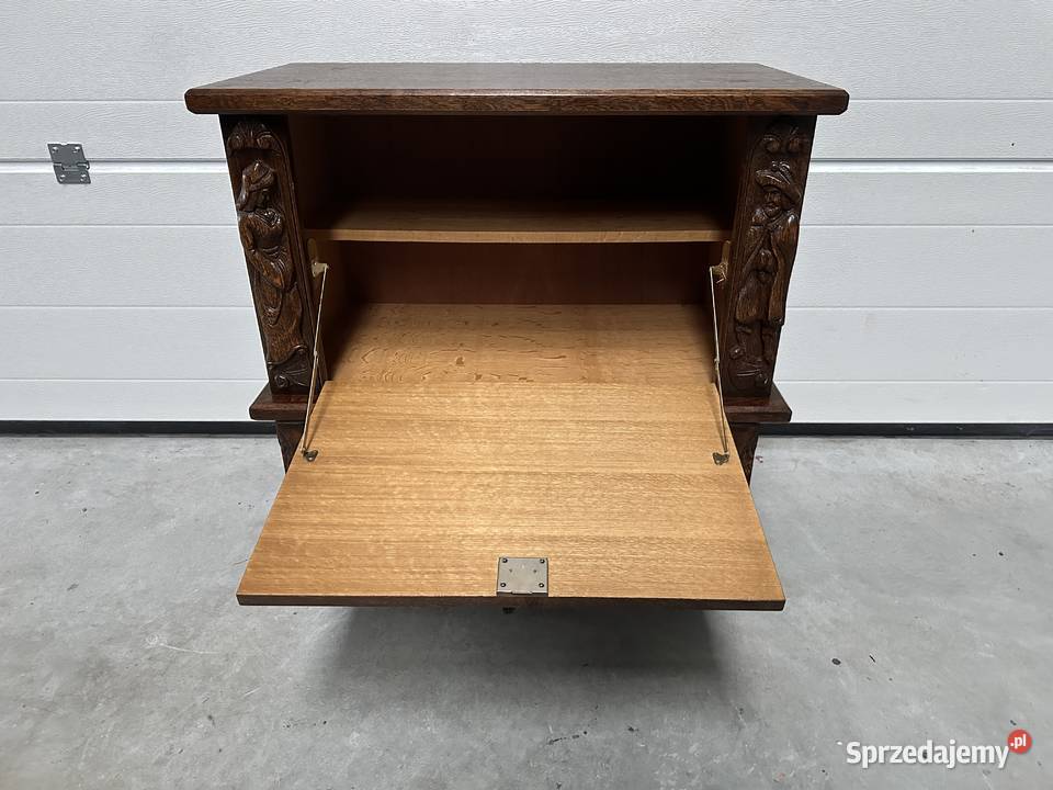 Piękna antyczna dębowa komoda szafka barek Sławoszewek