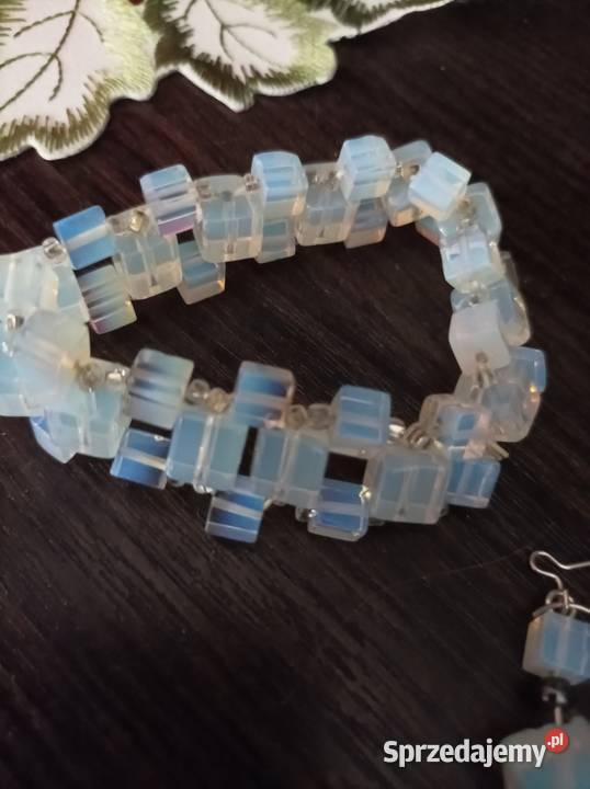 Biały opał bransoletka kolczyki srebro srebrne Częstochowa