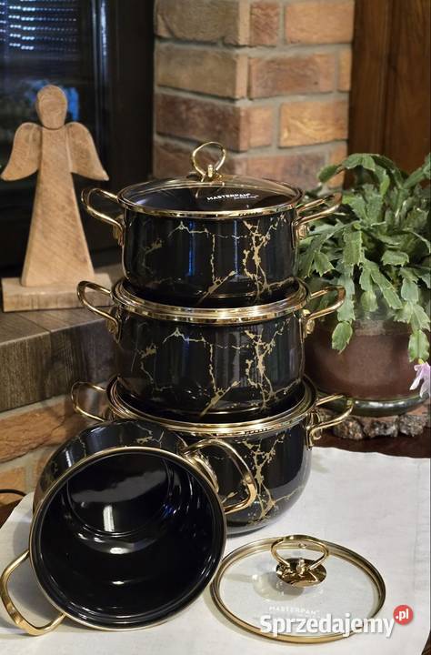 Garnki emalia czarny marmur 4 Kraków