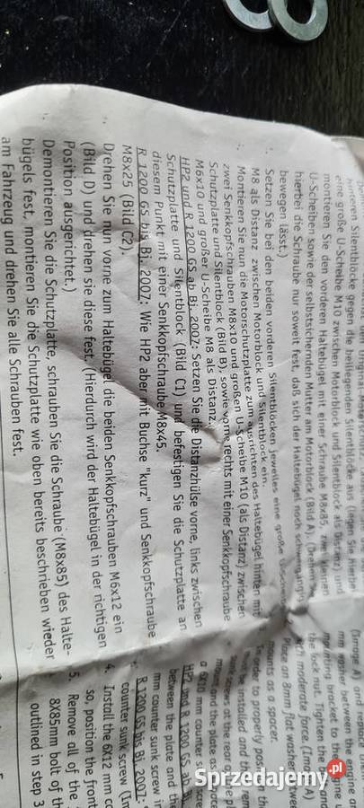 BMW R 1200 GS mocowanie osłony silnika Warszawa sprzedam