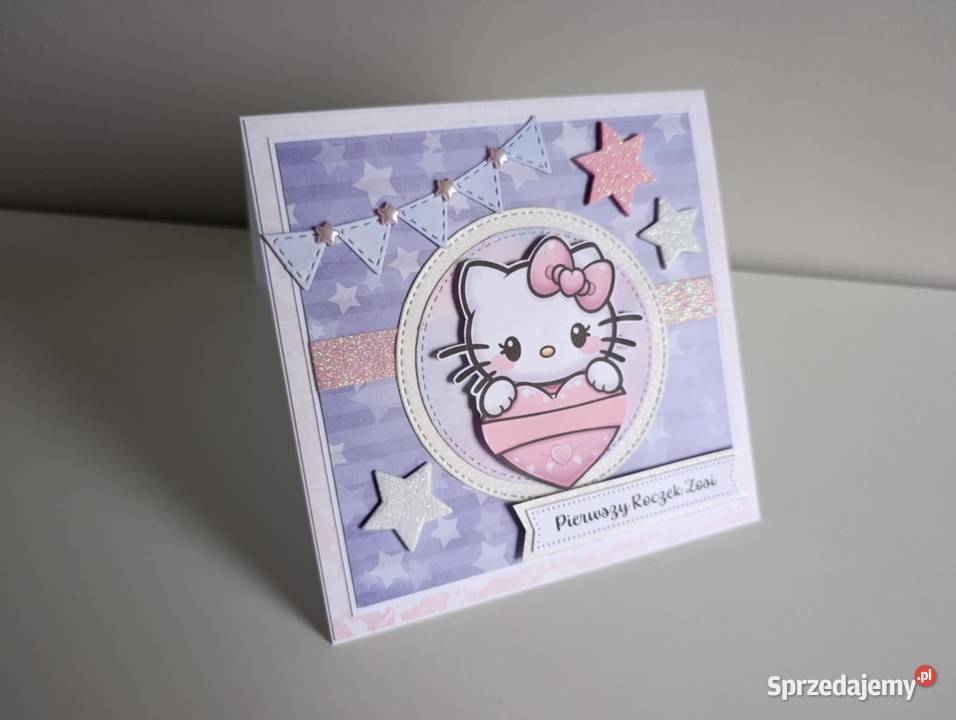 Kartka na urodziny roczek ręcznie robiona Hello Łódź sprzedam