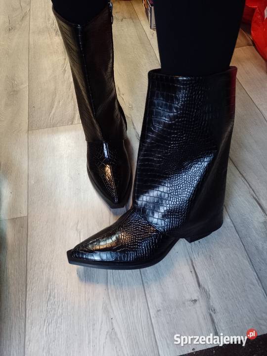 42 Ekskluzywne CZARNE krótkie Kozaki kowbojki małopolskie Kraków