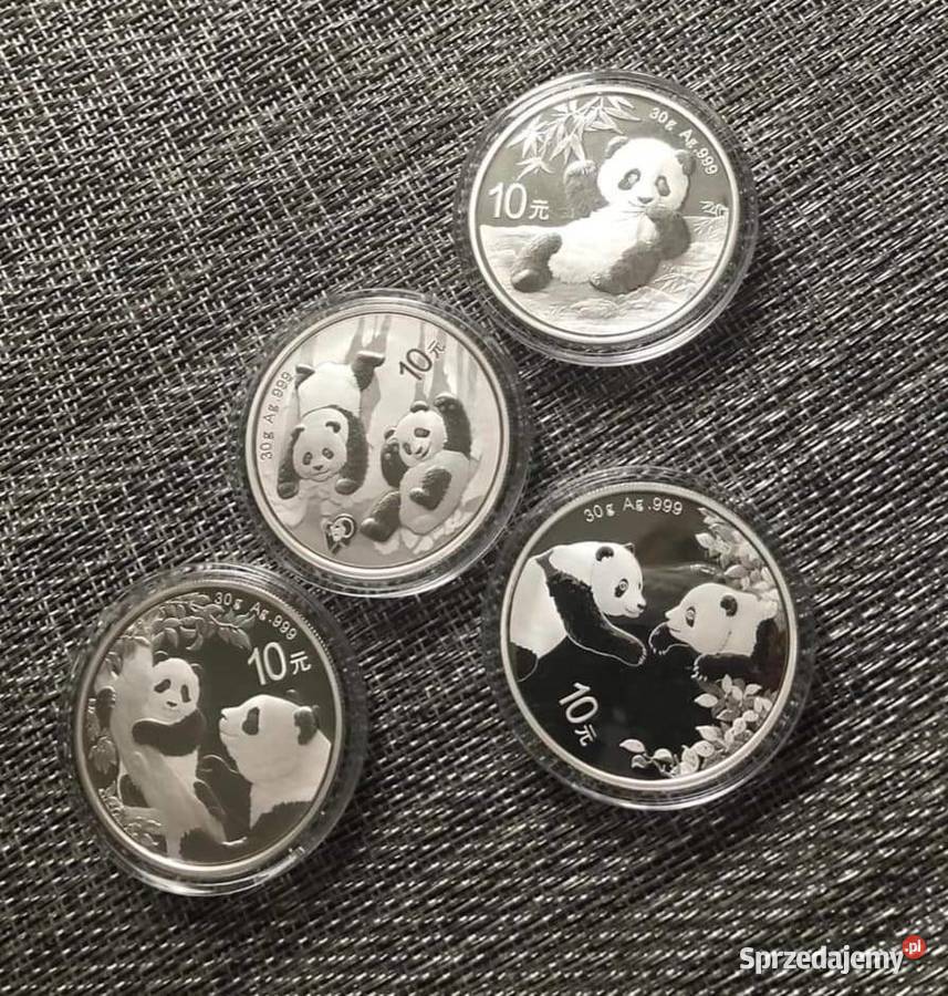 Panda Chińska 4 srebrne monety roczniki 2020 2021 2022 2023