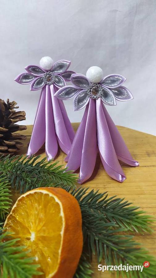 Aniołki z wstążki ręcznie robione prezent