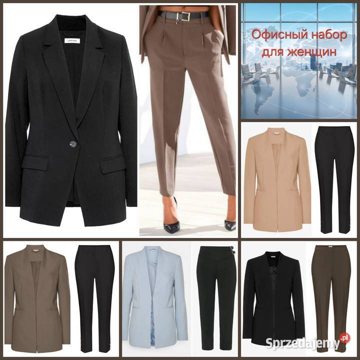 Damskie zestawy biurowe marynarka i spodnie czarny Warszawa