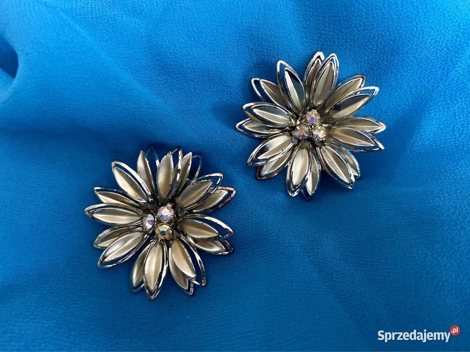 retro vintage duże pozłacane klipsy z czasów Gdynia