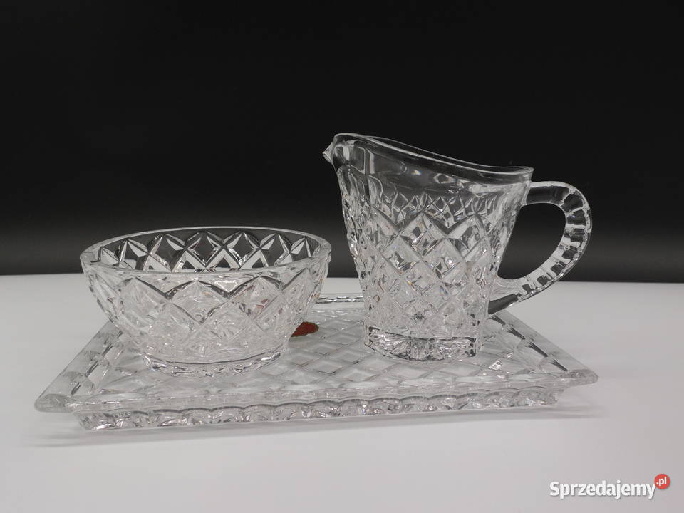 Elegancki Zestaw Kryształowy BOHEMIA Cukiernica Porcelana i szkło wielkopolskie Raszków