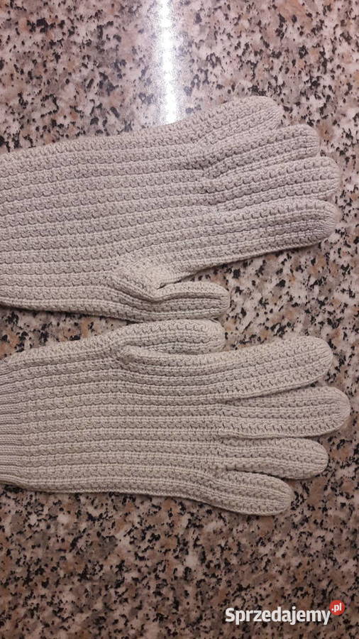 Rękawiczki jasne damskie z dzianiny Głuchołazy