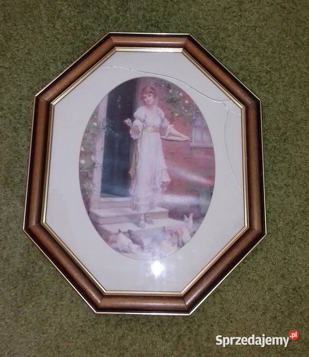 Obraz w pięknej grubej ramie drewnianej Warszawa sprzedam