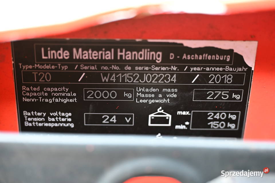 Paleciak elektryczny Linde T16 1600 2018 FHP 292 Częstochowa