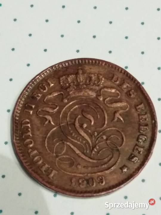 Moneta 2 centymy Belgia 1909 Żary