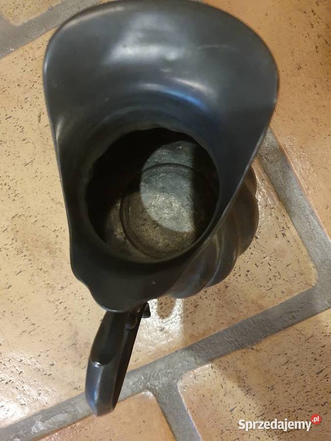 Stary dzbanek secesyjny ciemny metal sygnowany Lublin