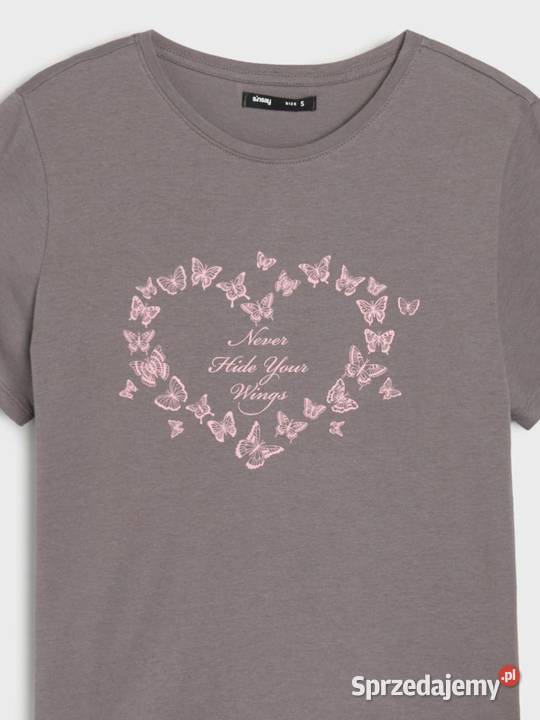szary tshirt z nadrukiem Sinsay Rozmiar 34(XS) Olkusz