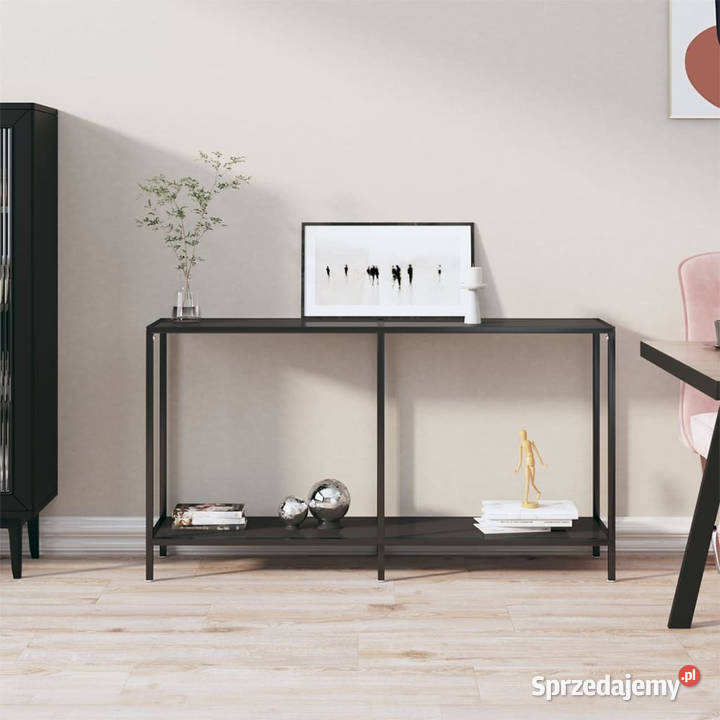 Stolik konsolowy czarny 140x35x755 szkło Warszawa sprzedam