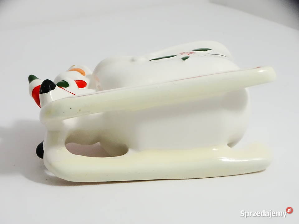 Ceramiczna ozdoba Mikołaja na saniach Frankel lubelskie Biłgoraj
