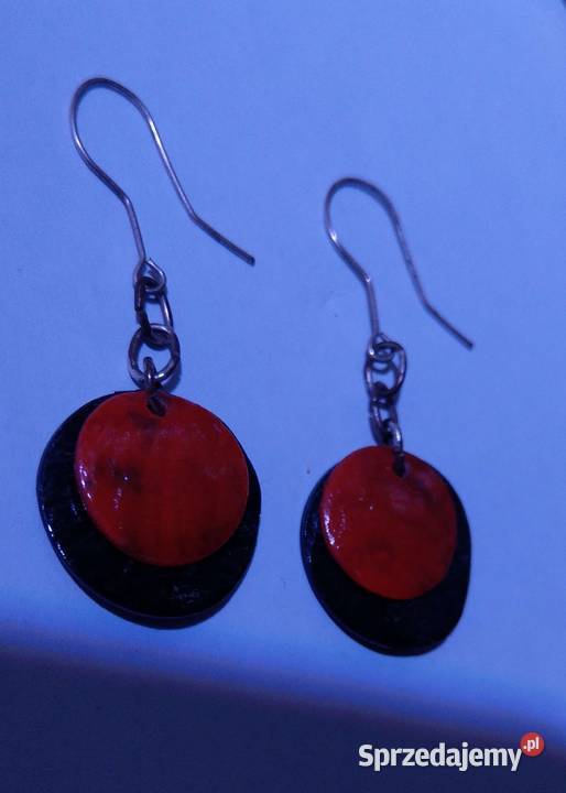 Czerwono czarne kolczyki masa perłowa wysyłka mazowieckie Warszawa