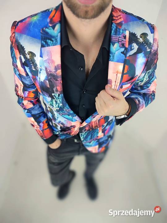 GIOVANNI PERA Marynarka Męska D807 kolorowa Ostrów Wielkopolski